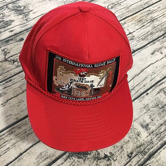 Mohrs Other - Boy Scouts 1997 Pirate Days Vtg Baseball‎ Cap Red Cord Snapback Street Patch Hat